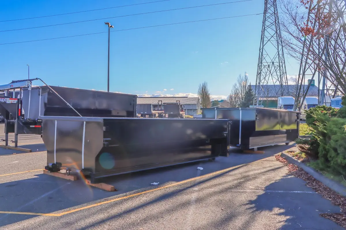 Roll-off dumpster ready for waste disposal at job site for 4 Yard Dumpster Rental in Aberdeen